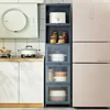 GY Modern Kitchen Cabinet Floor Slit Shelf Locker Multilayer Microwave Oven Storage Cabinet with Flip Door home furniture 3