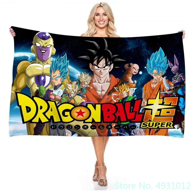 Anime Dragon Ball Goku Children Beach Towels Bath Towel 3D Printing Cartoon 75x150cm Rectangular Baby Kids Birthday Gift