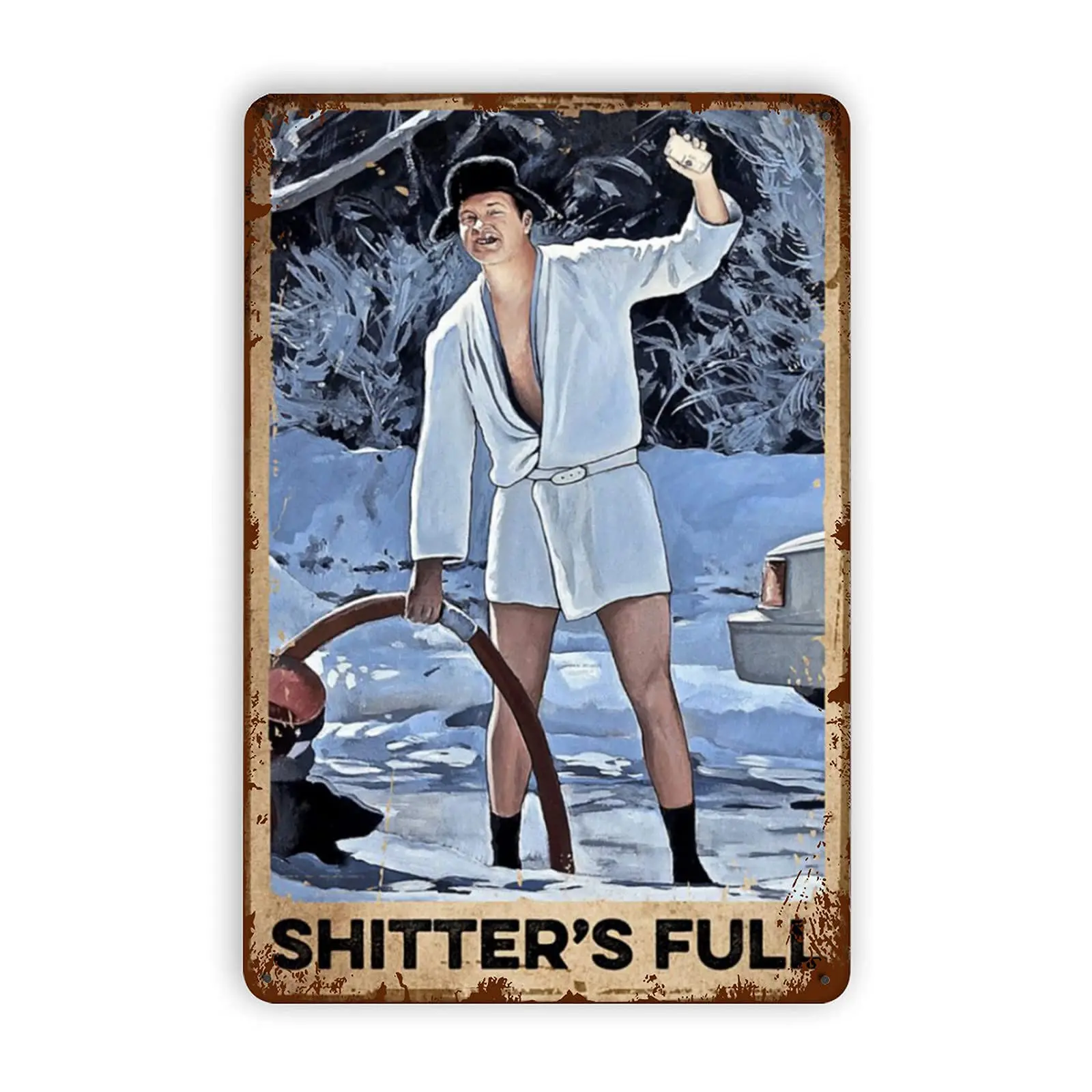 

PPFINE Shitter's Full Metal Retro Tin Signs, Funny Wall Decor Vintage Art Tin Sign Wall Plaque Posters for Home Bar Pub Cafe