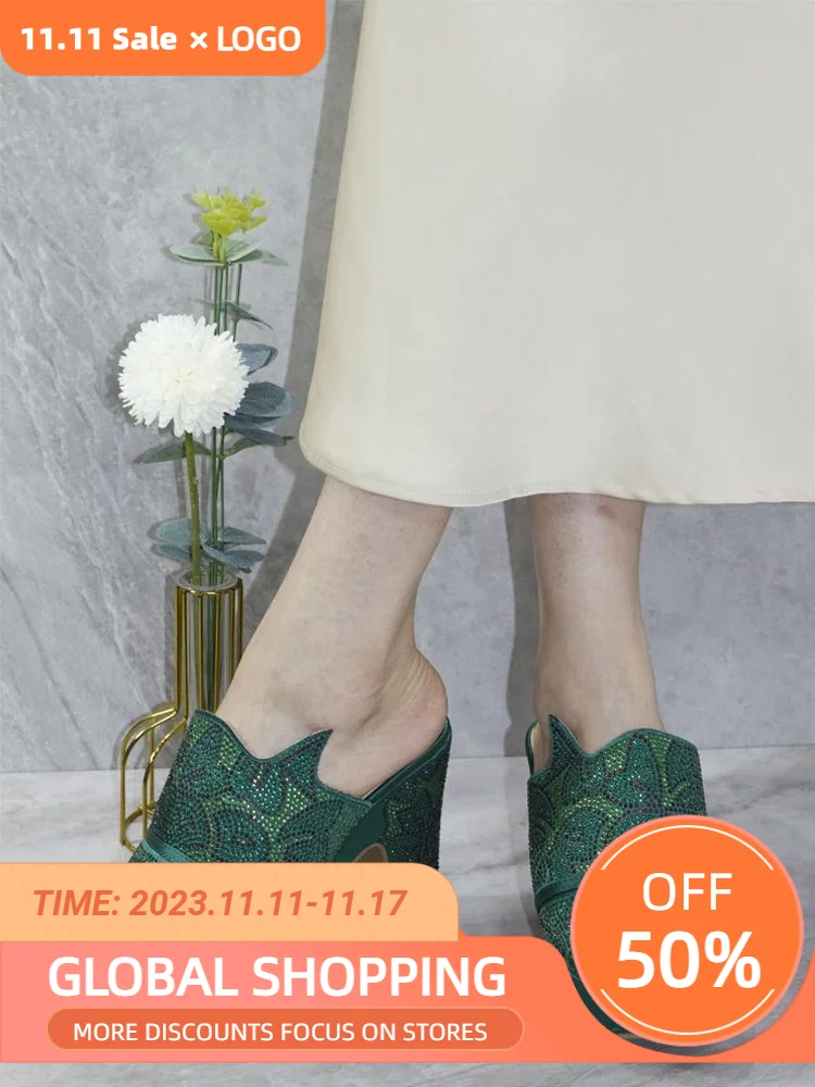 

2023 Spring Summer New Sequin Diamond Decorated High Heels Nigeria Ladies Party Fashion