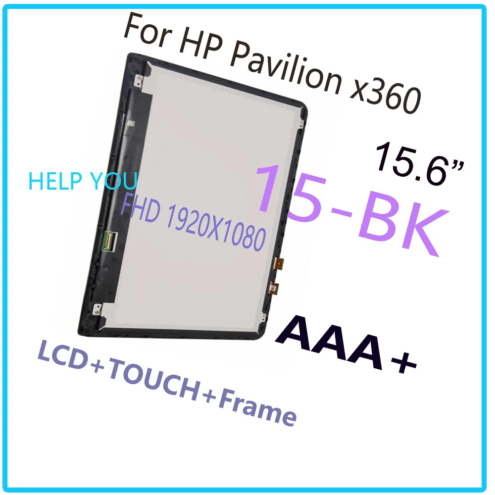

15.6 inch for hp pavilion x360 15-bk series lcd display touch screen digitizer assembly with frame 862643-001 fhd 1920x1080 lcd