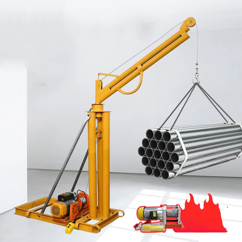 220V Outdoor Roof Construction Decoration Electric Lifting Hoist Household Small Hydraulic Lifting Feeding Crane