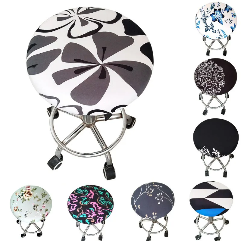 Elastic Floral Printed Round Chair Cover