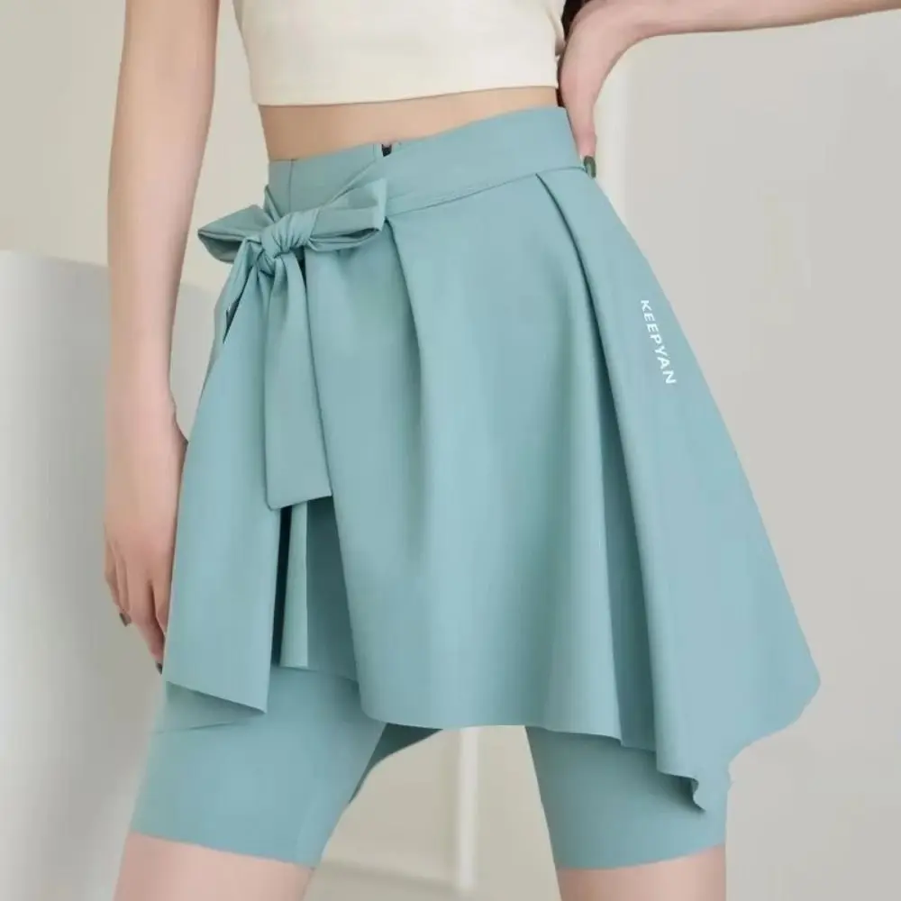 Solid Color Irregular Butt Curtain Quick Drying Side Split Women's Yoga Skirt Hip Covering Anti-Exposure One Piece Skirt Summer