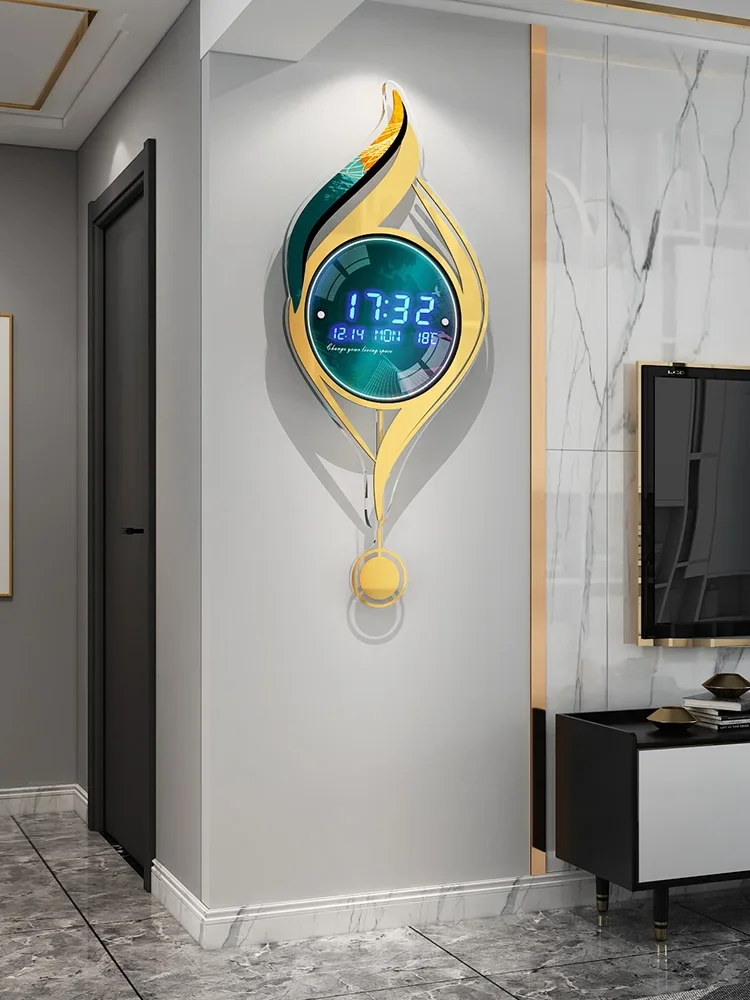 

Perpetual calendar electronic clock new high-end clock wall clock living room wall decoration home clock creative light luxury