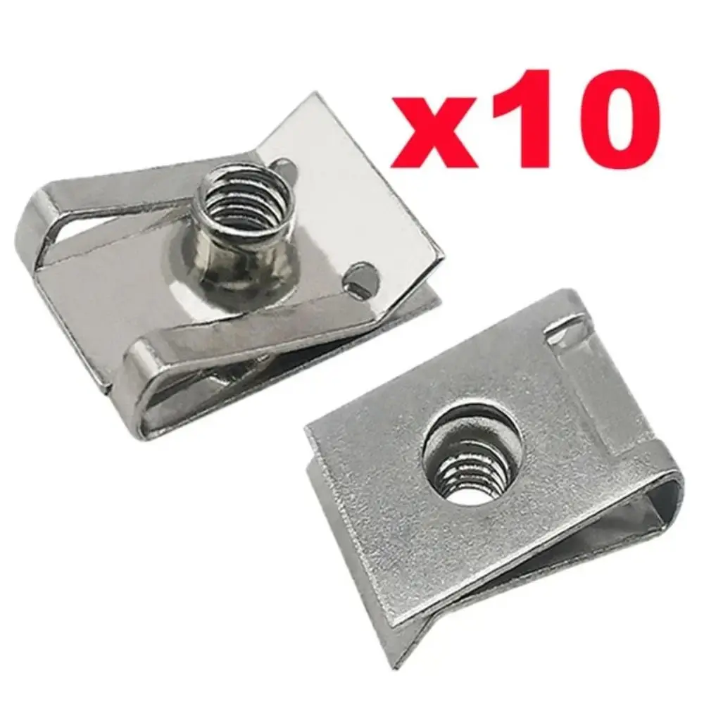 Stainless Steel U Type Clips with Thread M6 M5 M4 M8 8mm 5mm 6mm 4mm Reed Nuts for Car Motorcycle Scooter ATV Moped 10pcs