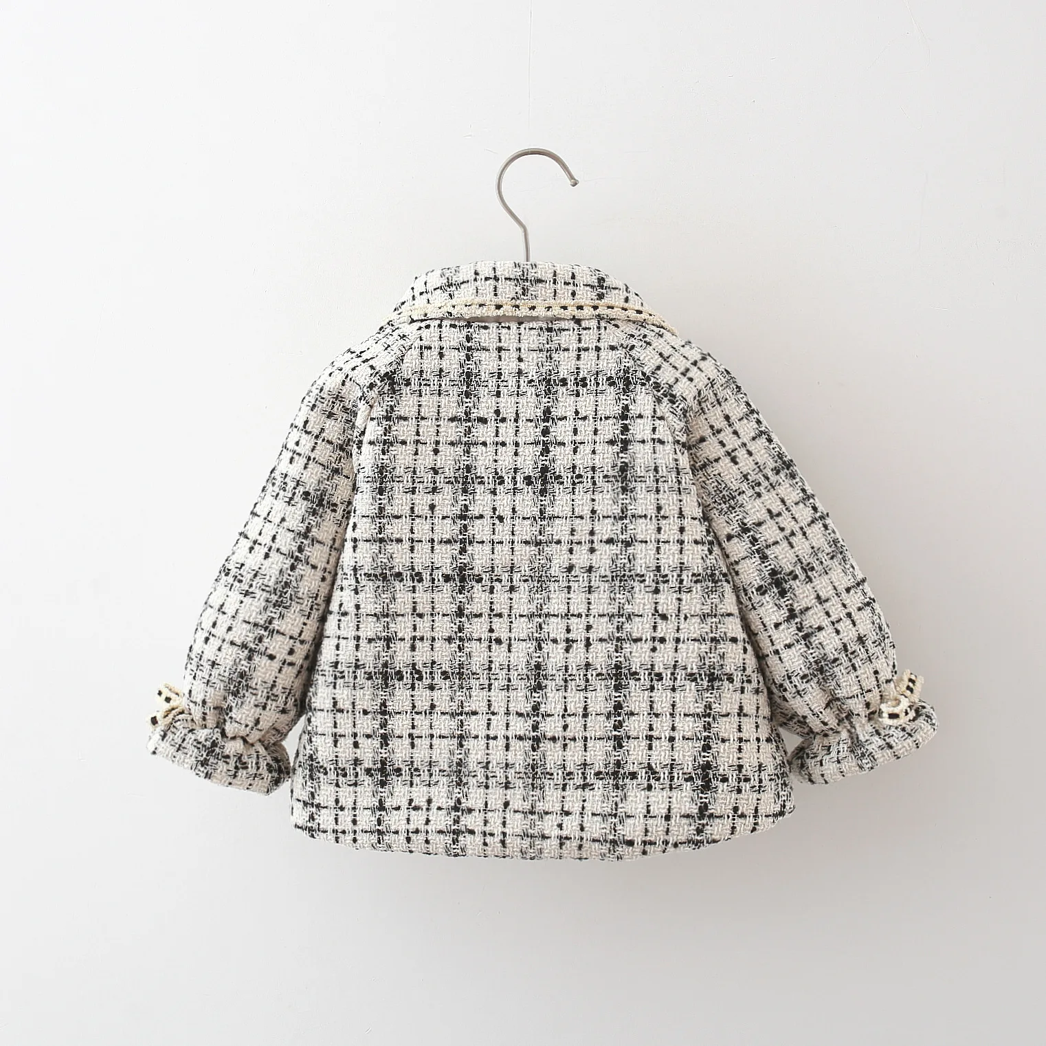 Autumn And Winter Casual 0-3 Baby Girl Jacket Girls' Full Body Plaid Lapel Single Breasted Fashionable Jacket