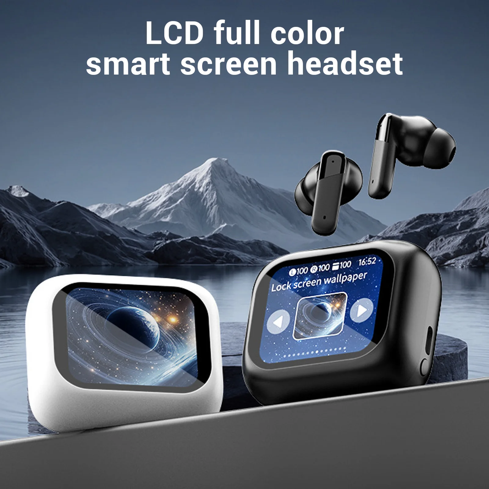 Wireless Earbuds with HiFi Surround Sound and LCD Touch Screen