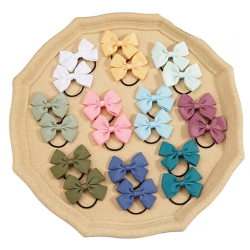 20/40/50 pezzi 2 "nastro del grosgrain codino archi dei capelli elastici legami dei capelli fasce per capelli supporti accessori per capelli per neonate neonati 1
