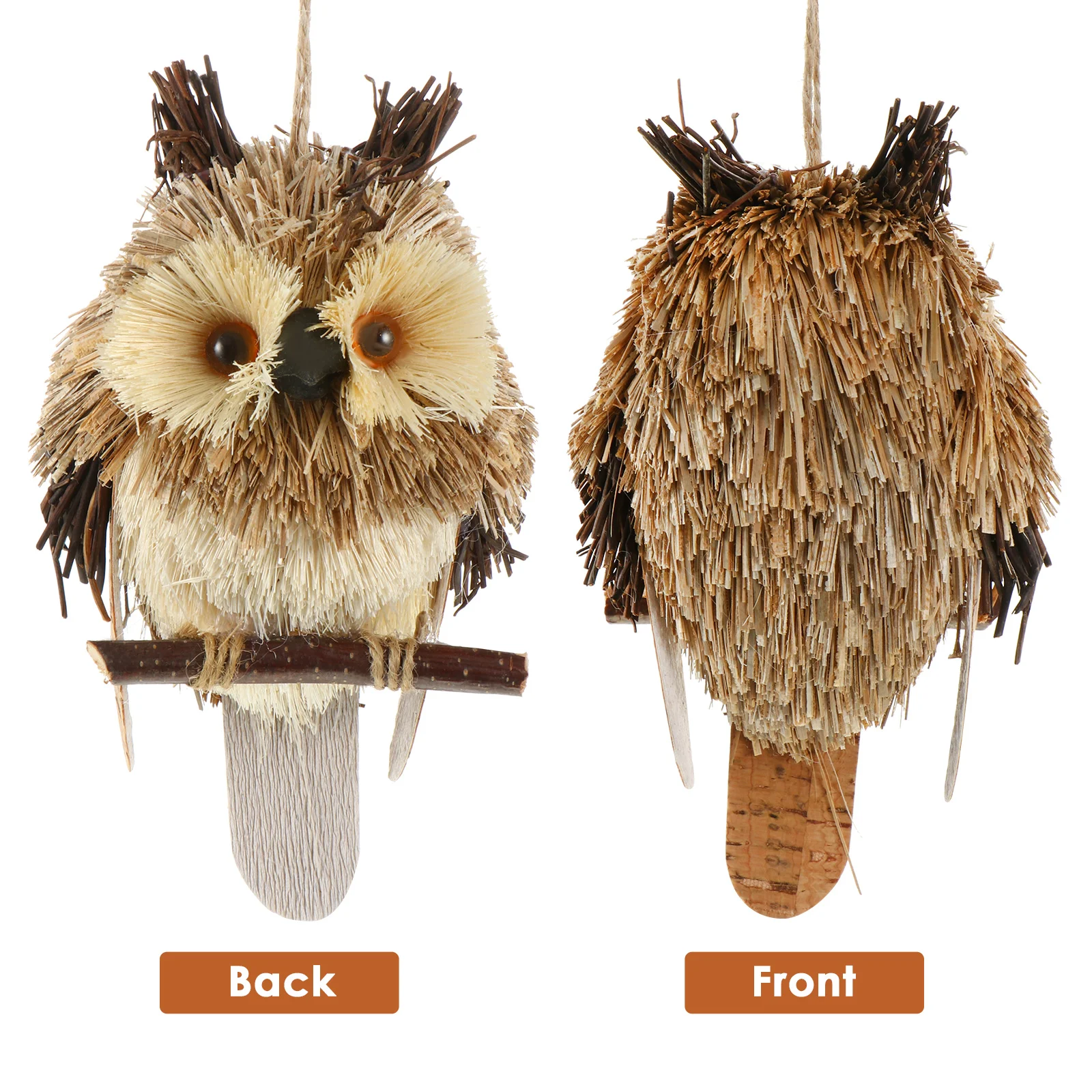 Handwoven Owl Pendant Decorative Woven Hanging nament Home Decor Party Hanging Decor Wind Chimes Hanging Decorations Christmas 6
