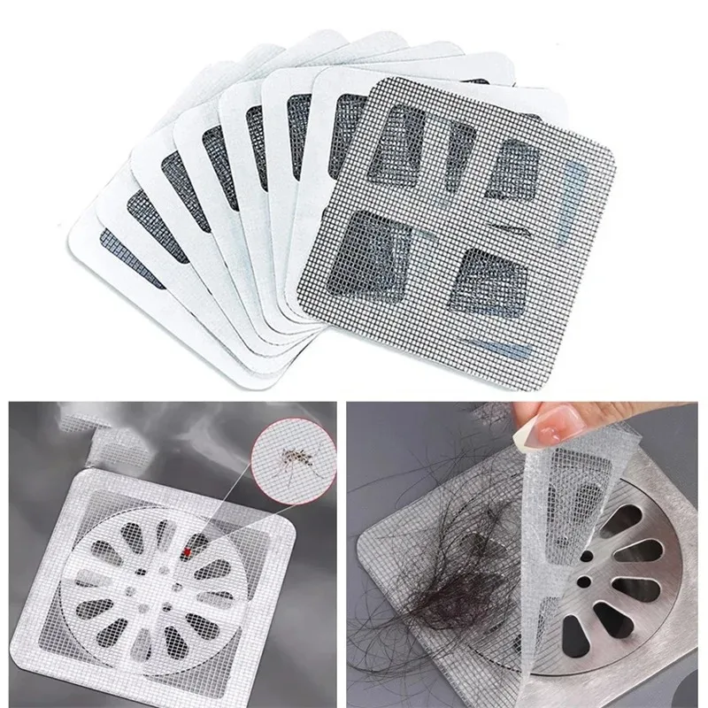 10PCS Hair Catchers For Shower Mesh Shower Drain Covers - Floor Sink Strainer Filter Mesh Stickers For Home Bathroom Accessories
