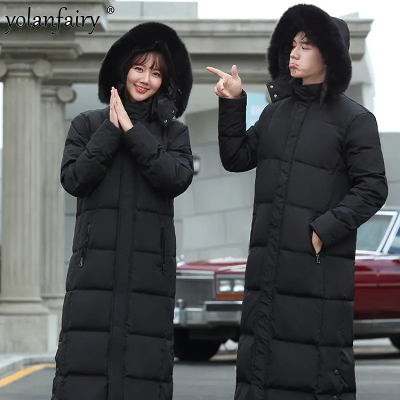 

- 30 Degrees Winter Coat Men and Women 2022 New Super Long Down Jacket Waterproof Hooded Warm Jackets for Men Jaqueta Masculina