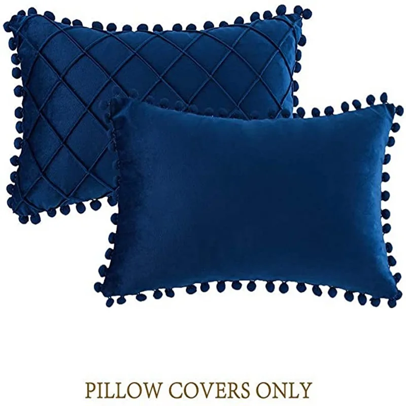 Navy Blue Throw Pillow Cover Set of 2, Velvet Pillow Cover