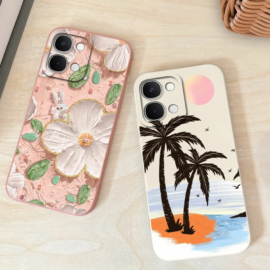 Coconut Tree Soft Smooth Liquid Silicone Phone Case - Full Protection Back Cover