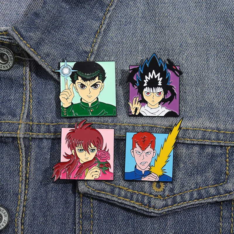 Anime Figure Urameshi Yusuke Brooch Pins Cartoon YuYu Hakusho Character Badge Enamel Brooches Jewelry Cosplay Props Gift Accesso game cosplay props anime brooches game brooch