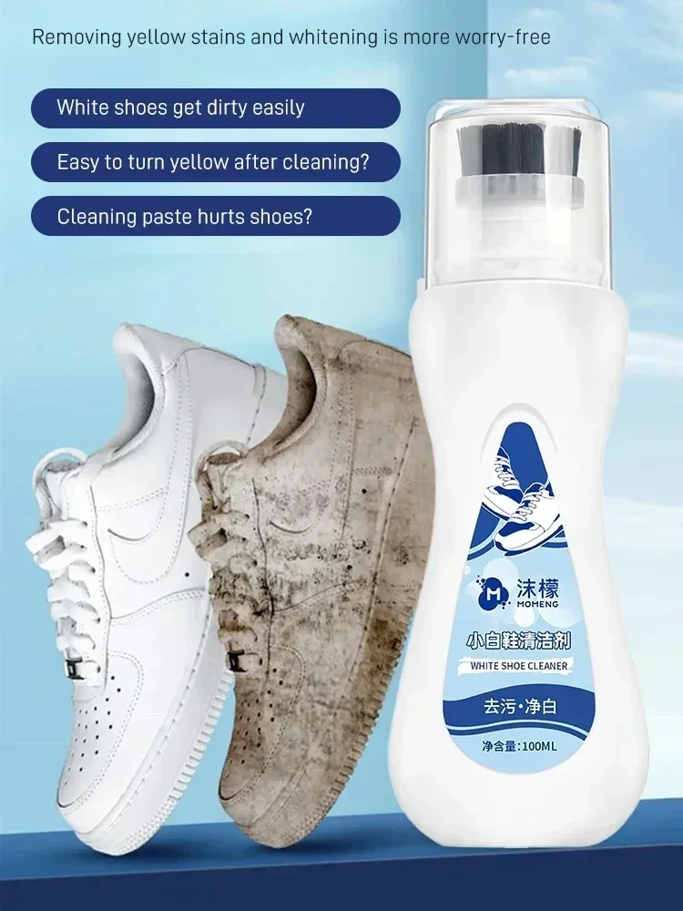 100ml White shoes cleaning whitening artifact with brush head powerfully removes stubborn stain household yellow decontamination