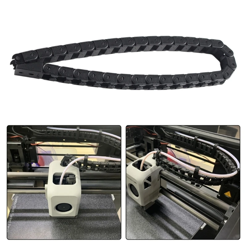 

Black Plastic Flexible Drag Chain Cable Wire Chains Open Type For Bambu Lab P1P 3D Printer Machines Accessories Dropship