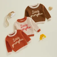 0-36M Newborn Halloween Knit Sweater Long Sleeve Round Neck Letter Print Pullover Knitwear For Baby Boys And Girls 1