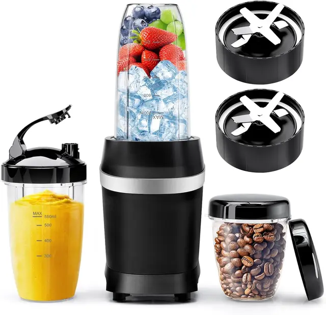 Blender For Smoothies, 1200W Smoothie Blender For Ices Crushing, Blenders With (2) 6-Fin Blades, Personal Blenders For Kitchen 1