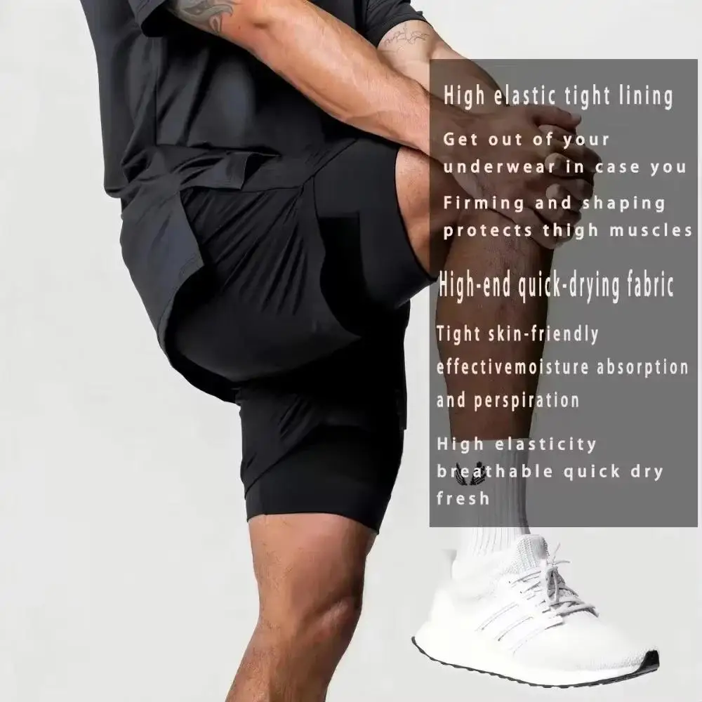 Jujutsu Kaisen Men's Double Layer 2-in-1 Shorts Gojo Satoru Toji Zenin Japanese Anime Summer Fake Two Piece Sports Shorts 3
