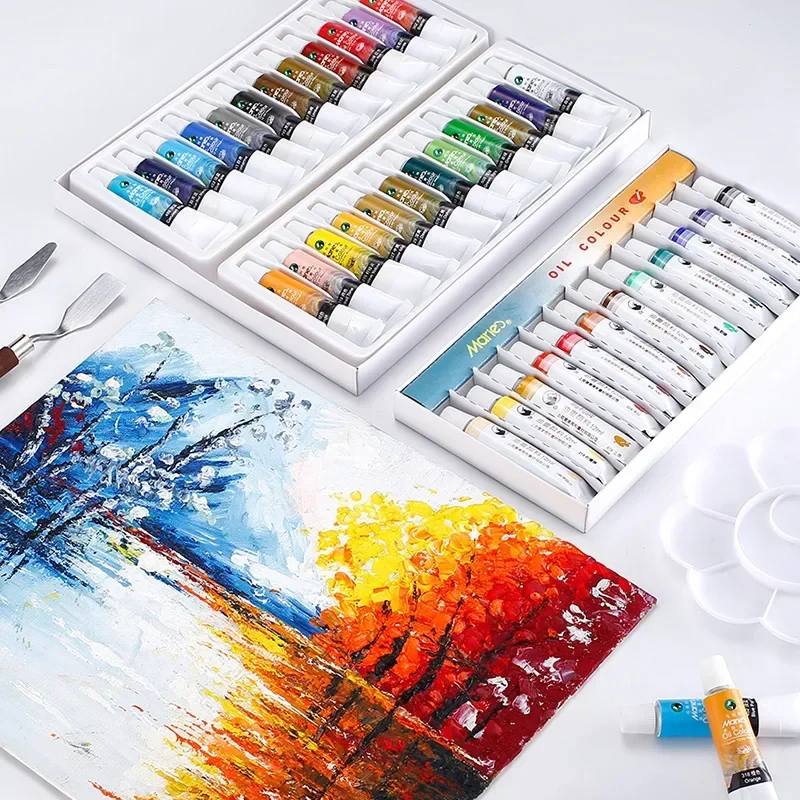 Maries 12/18/24 Colors Professional Oil Painting Pigment Tube Acrylic Paint Artist Drawing Gouache Fabric Glass Paint Supplies
