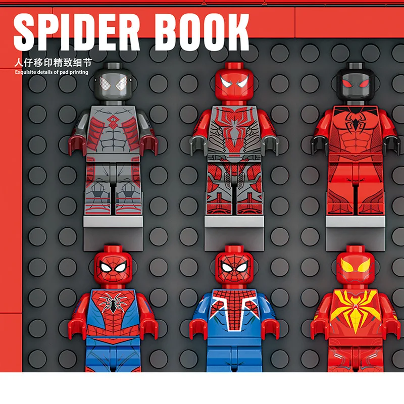 Marvel Anime Iron Man Spider-Man with construction toys building blocks MK complete set of characters commemorative book gifts