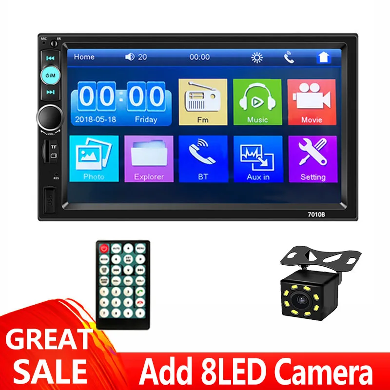 SIYA 2Din Car Radio 7" HD Touch Screen Stereo Android/IOS Mirror Link USB TF FM BT Camera Remote Control 7010B Multimedia Player best buy car audio Car Radios