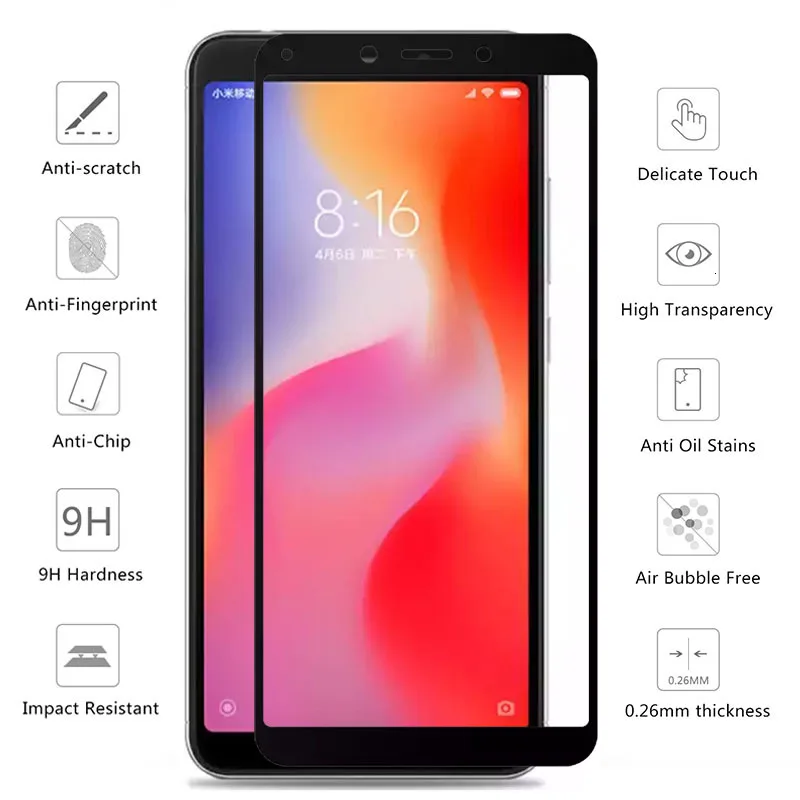 Screen Protector Case for Xiaomi Redmi 6a 6 A A6 Tempered Glass Full Cover Redme Remi Redmi6 Redmi6a Screen Protector Protect Film