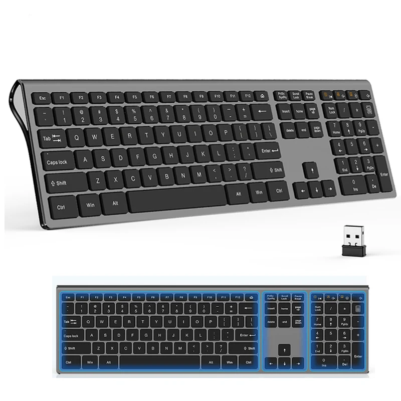 Seenda-usb Teclado sem Fio Teclas de Design Ergonômico Tamanho Completo Fino para pc Computador Laptop Layout Russo Coreano