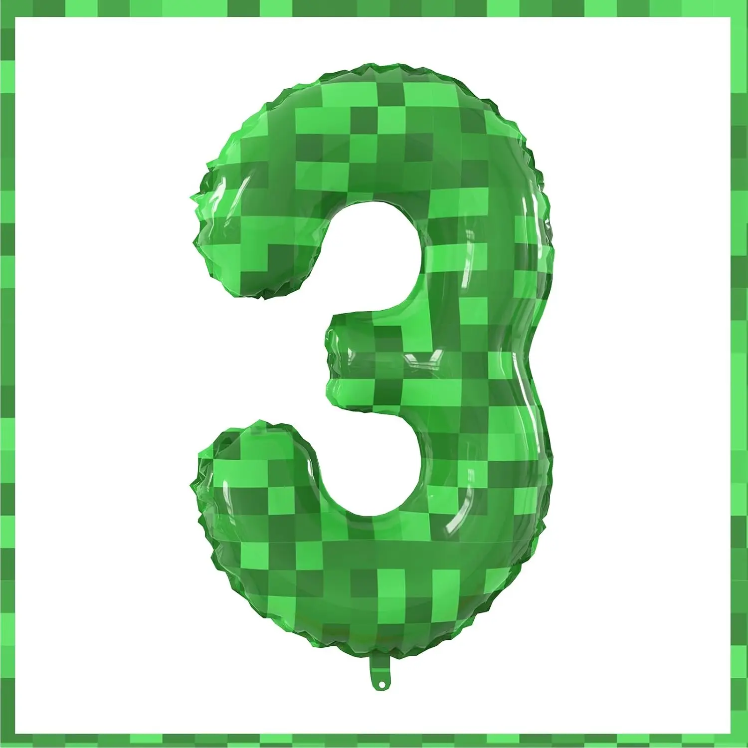 Giant 40-Inch Green Pixel Foil Number Balloons - Birthday Party Decoration