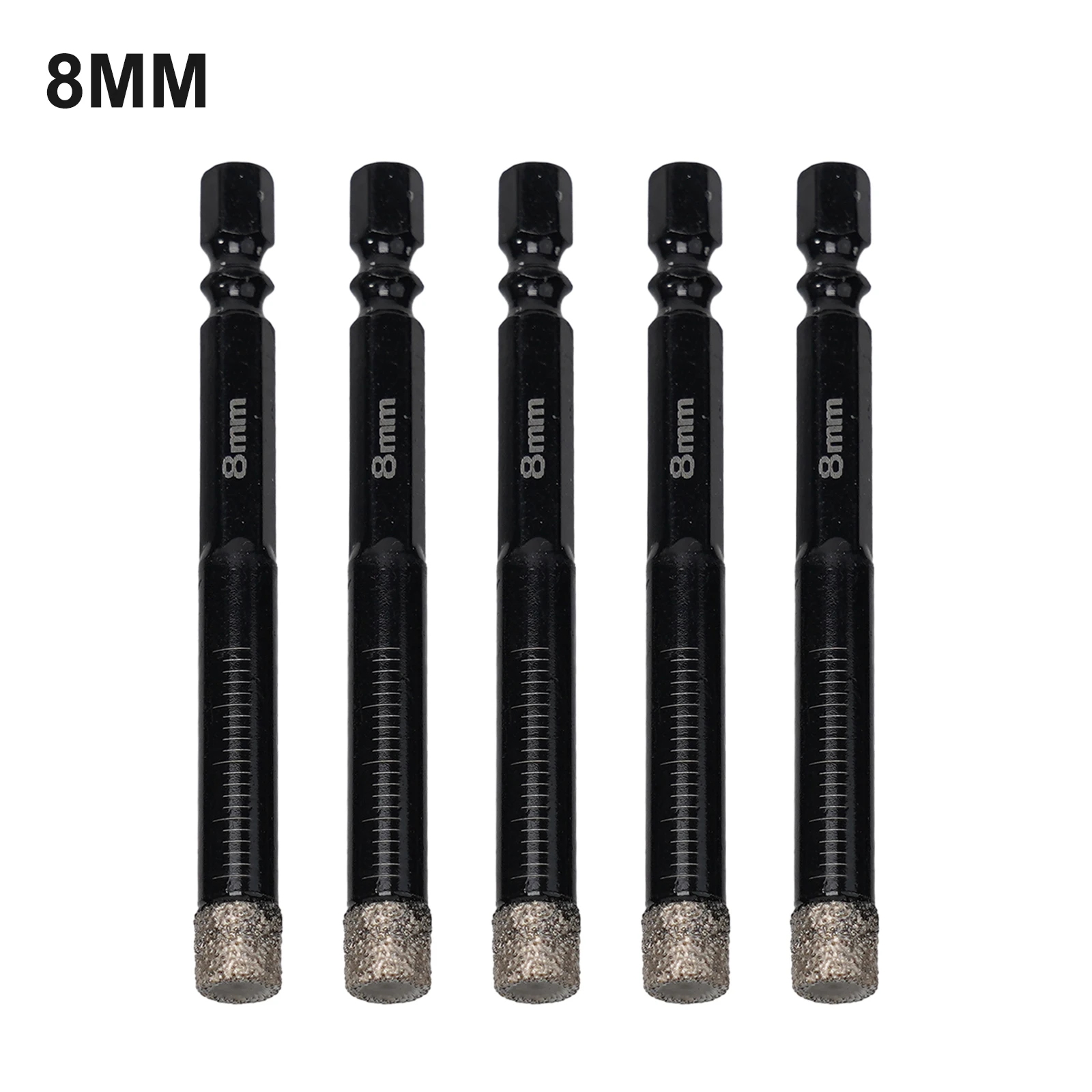 

5PCS Vaccum Brazed Dry Drill Bits 6mm/8mm Hole 6.35mm Shank Hex Handle Vacuum Brazed Dry Drill Bits