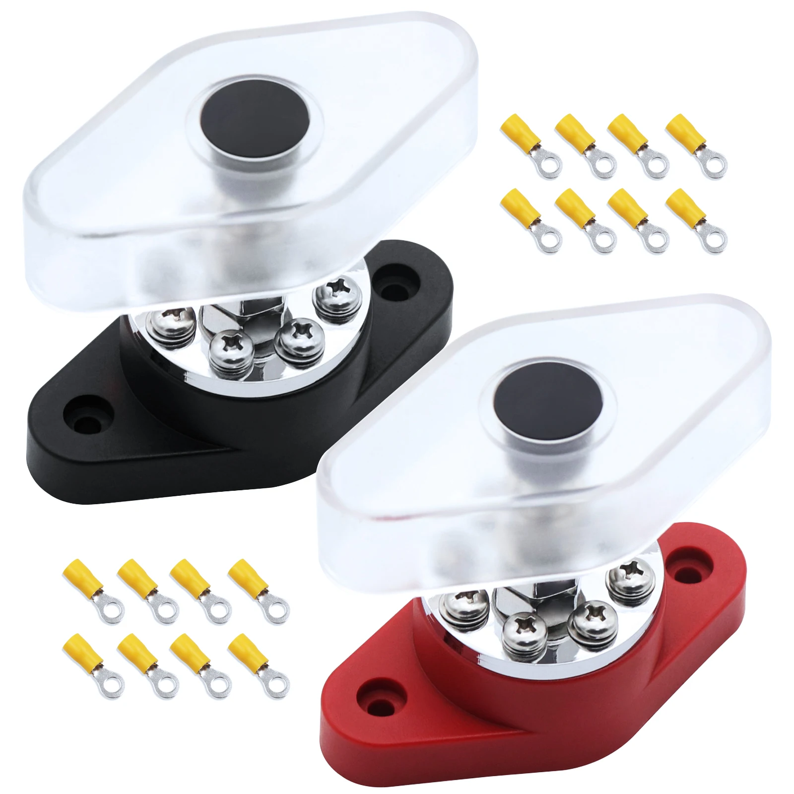 2 Pz 300A Heavy Duty Round Bus Bar Per Positivo Negativo Batteria Power Junction Post Buss Bar Kit In Rosso E Nero