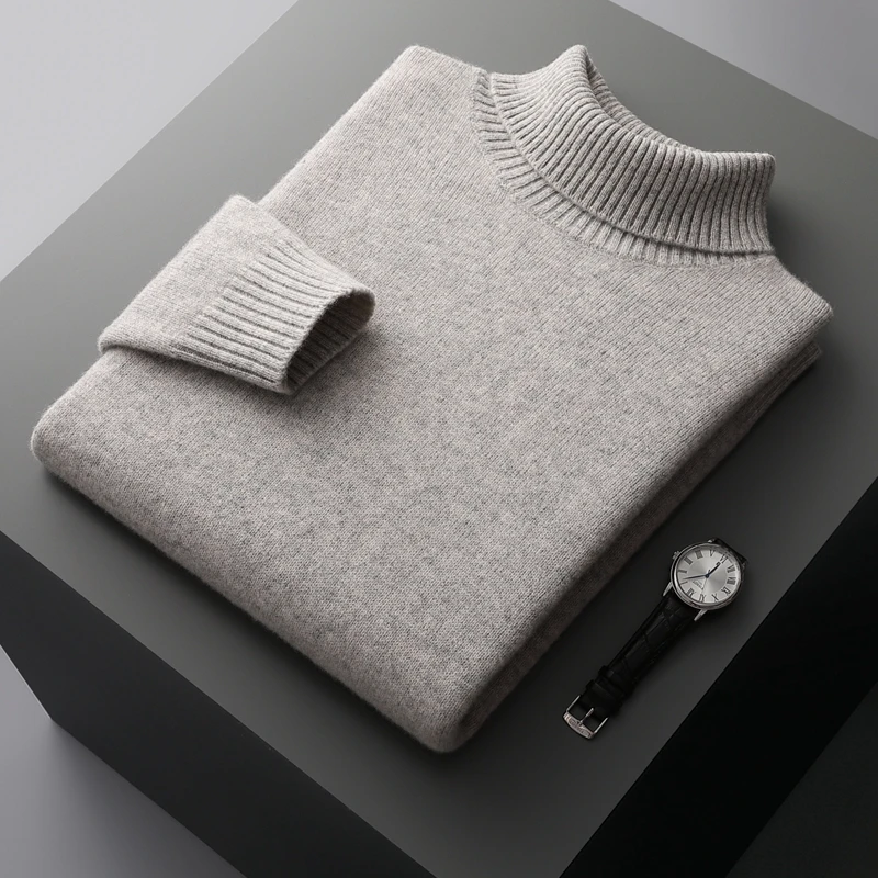 

Autumn And Winter 100% Wool Men's High-Necked Thick Sweater Solid Color Loose Young Cashmere Knit Bottoming Shirt