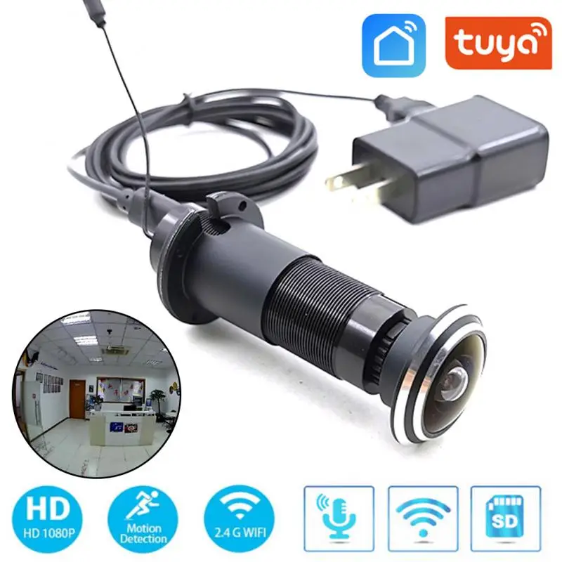 Tuya Door Eye Hole Security 1080P Mini Wifi Door Eye Hole IP Gate Yard Cabinet Bullet Wide Angle FishEye Lens Mini Peephole CCTV