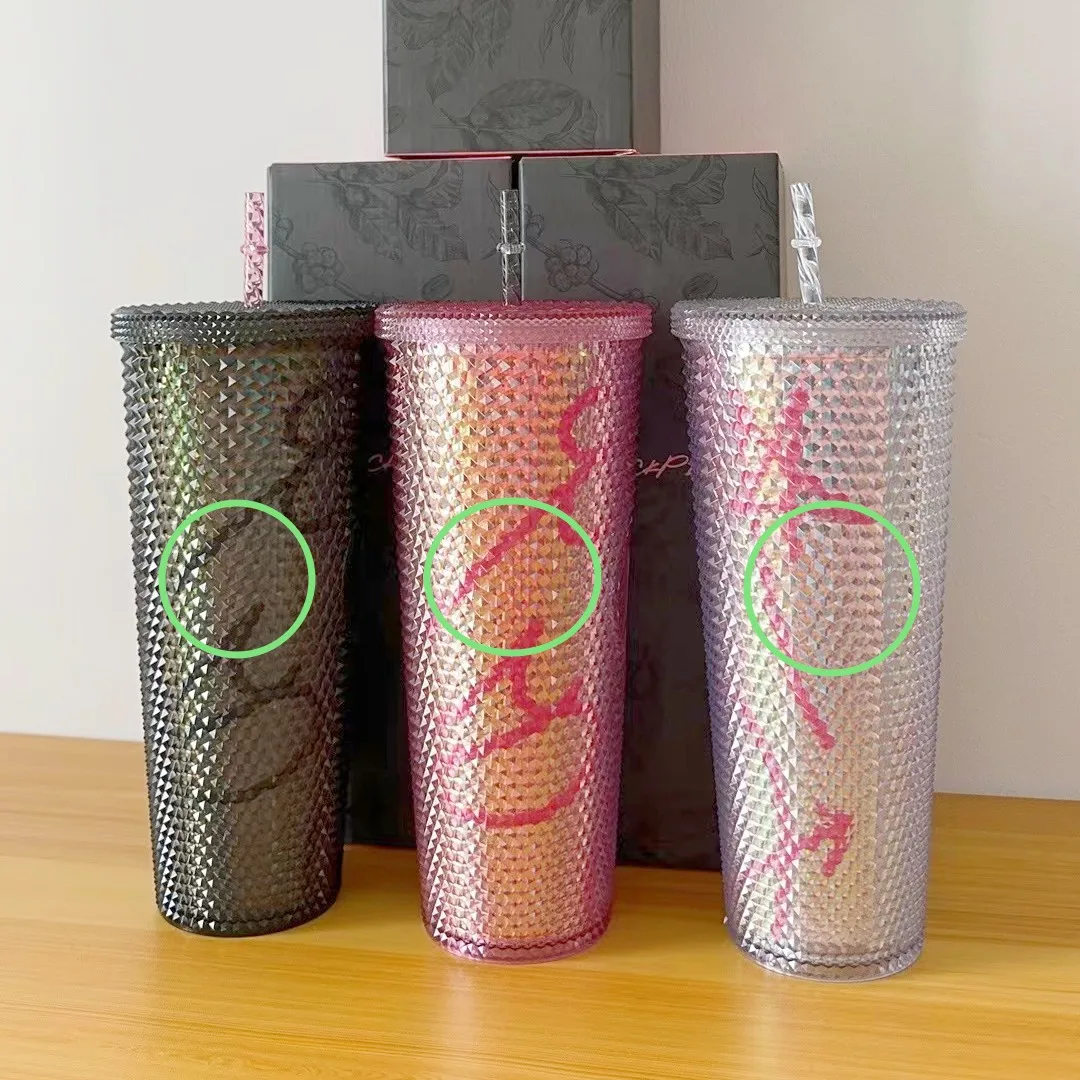 

710 мл/24 унции Новая Корейская группа девушек черная розовая Марка Co стиль с соломинкой с логотипом дурианская чашка Алмазная чашка с коробкой