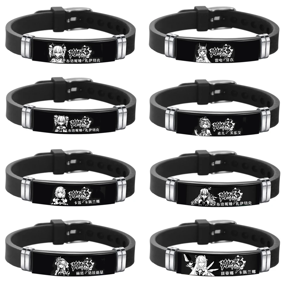 Anime Bracelet Honkai Impact 3 Kallen Kaslana Seele Vollerei 22 Styles Cosplay Prop Silicone Titanium Bangle Jewelry Gifts 2