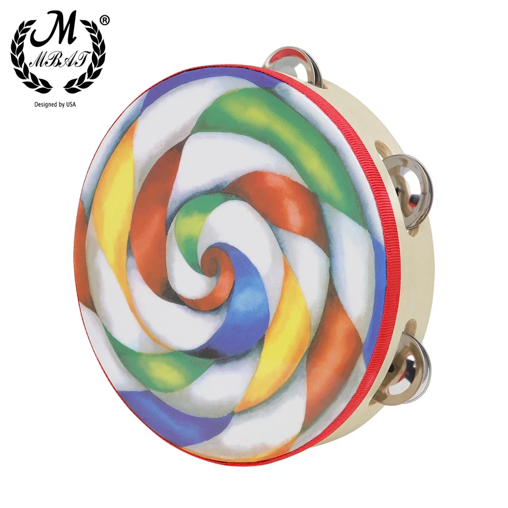 M MBAT 8 Inch Tambourine Colorful Lollipop Hand Held Tambourine Hand Drum Percussion Musical Instrument Children Kids Toy Gifts