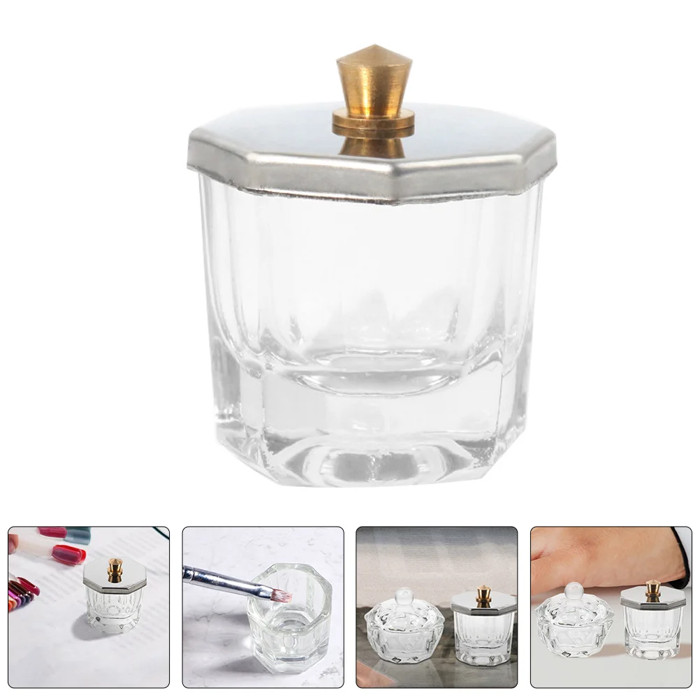 

Nail Cup Manicure Dish Liquid Holder Acrylic Supplies Cups with Lids Glass for Nails Crystal Dappen