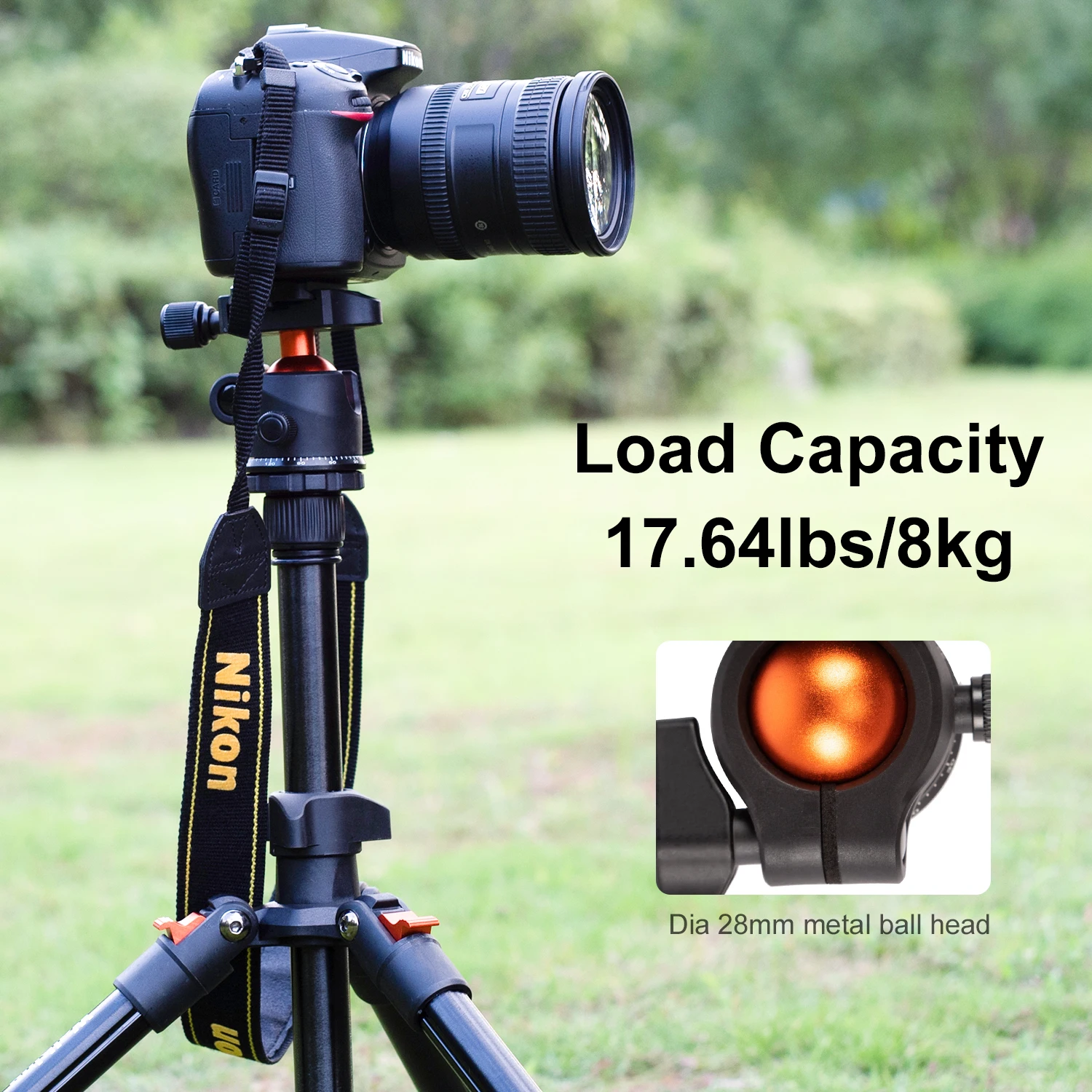 WalkingWay 62.99 Inch Professional High Camera Tripod for DSLR Portable Aluminum Travel Tripod with 360Degree Panorama Ball Head
