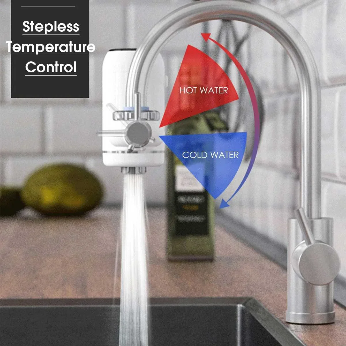 Electric Hot Faucet Water Heater Kitchen Cold Heating Faucet Tankless Digital Instantaneous hot and cold Water Tap with Adapter