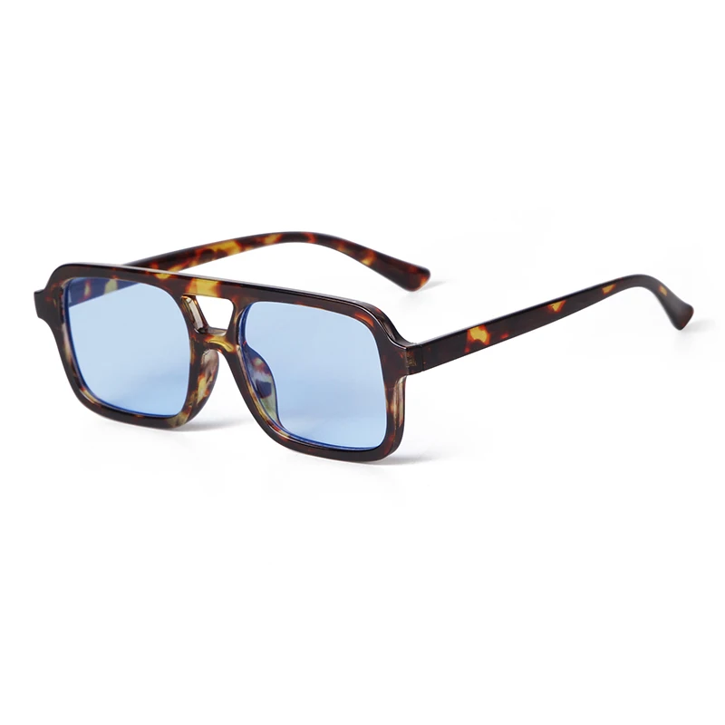 Retro Tortoiseshell Square Pilot Sunglasses Women Men Brand