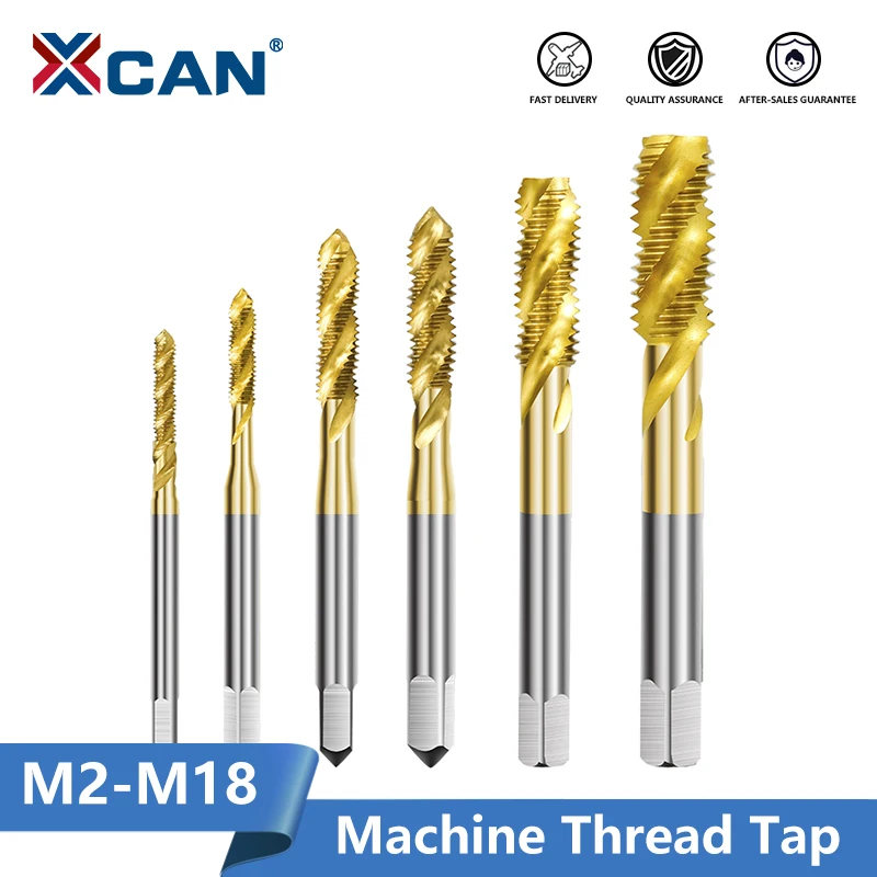 XCAN HSS Stahl Schraube Tap Titan Beschichtete Spirale Metric Gewinde Tap M2-M18 Maschine Stecker Tippen HSS6542 Threading Werkzeug Tap Bohrer bit