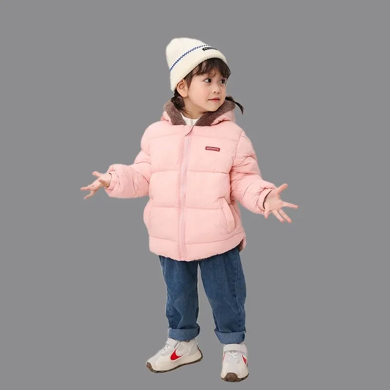 2-7Y Kids Double - Sided Wear Puffer Jacket Bear Ear Hooded Children Warm Winter Coat