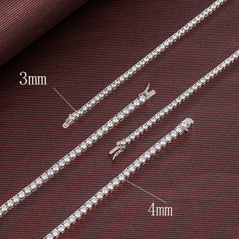 KNOBSPIN 925 Sterling Silver Moissanite Tennis Necklace for Women Real 4mm Diamonds with GRA Certificate Neck Chain Fine Jewelry