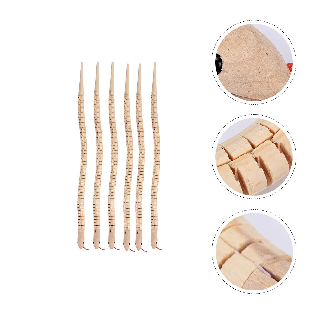 

6 Pcs Artificial Wood Snake Scare Prank Toy Halloween Kids Wooden Realistic Animal