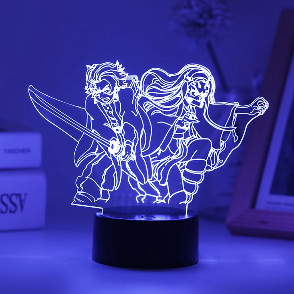 night light for bedroom Anime Demon Slayer Led Night Light 16 Colors Lamp Kimetsu No Yaiba For Kid Desk Decor Can Be Combined To Purchase Acrylic Board bright night light