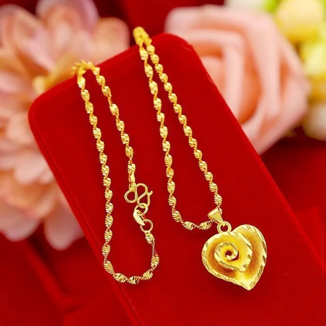 Best 24K Yellow Gold Pendant 999 Gold Big Flower Necklace Pendant Women gift