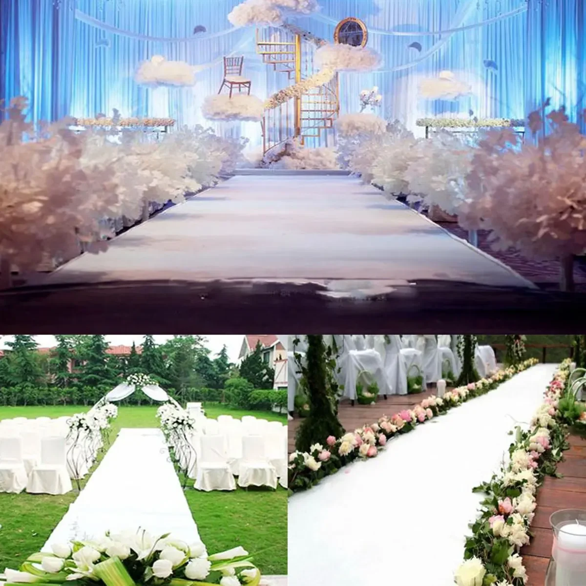 Wedding White Carpet  Aisle Runner Anti-slip Carpet Banquet Festival Event Carpet Ceremony Party Stage Rugs Wedding images - 6