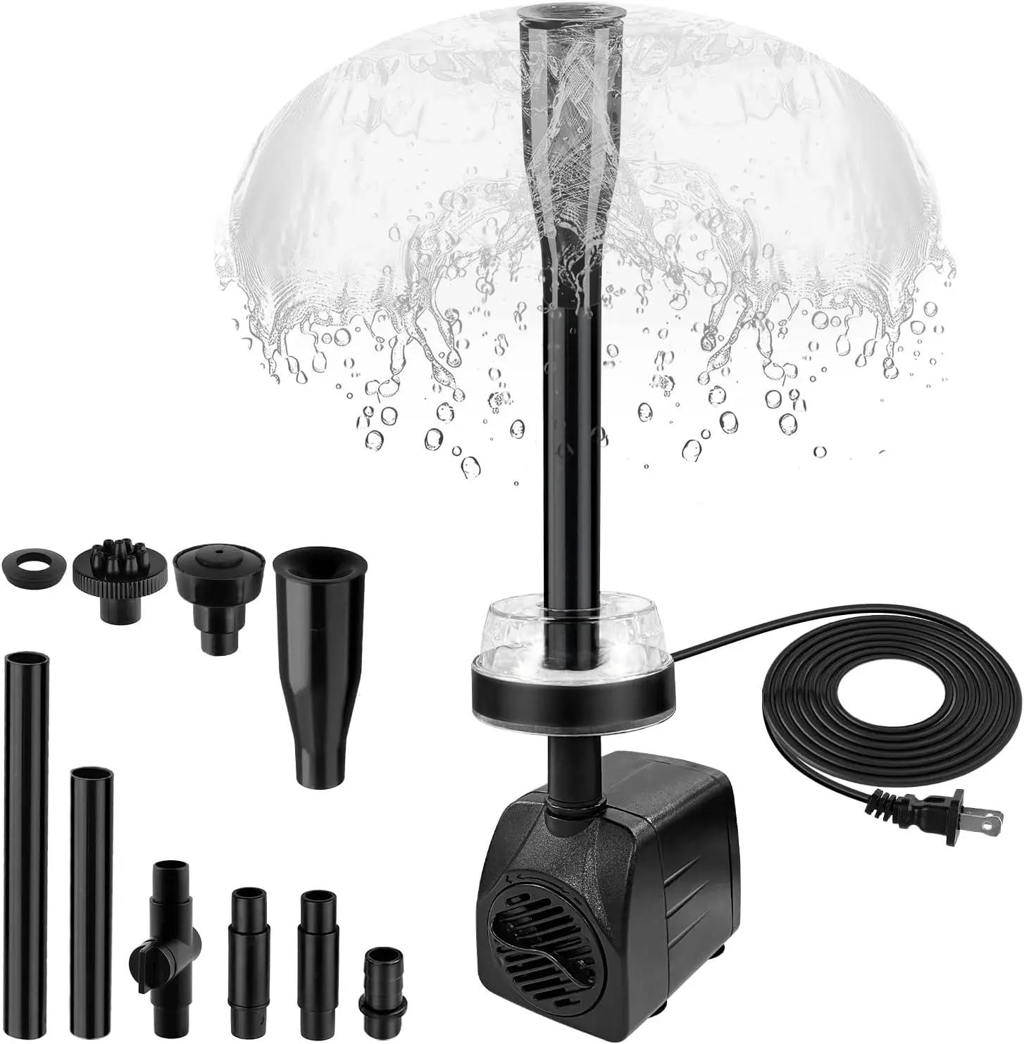 ตัวเลือกสินค้า ปั๊มน้ำพุ LED 15W 800L/H สวน/บ่อปลา