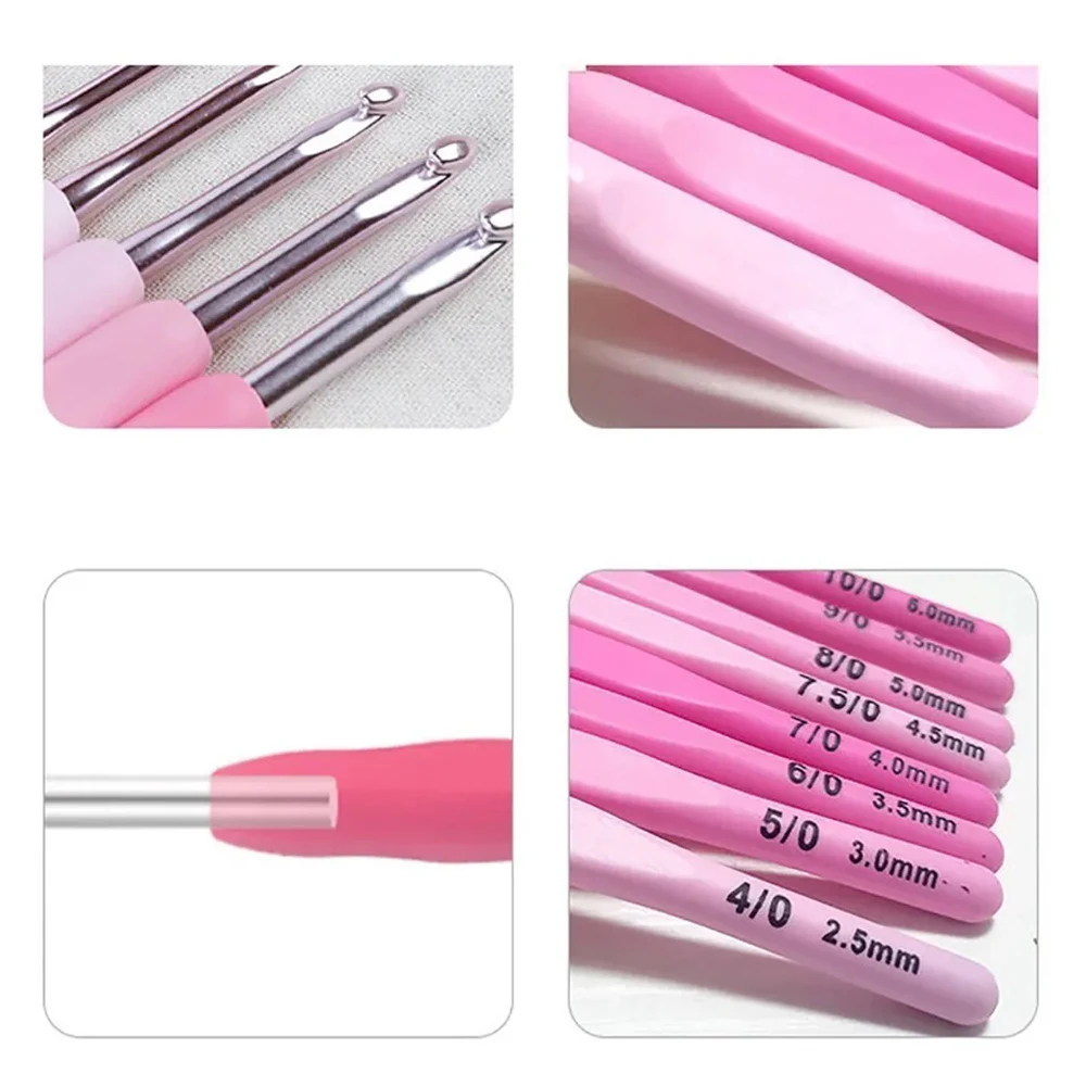 8 Knitting Tools Thick Handle Sweater Needles New Gradient Color Crochet Hooks Soft Handle Set Of Pu Packaging With Accessories